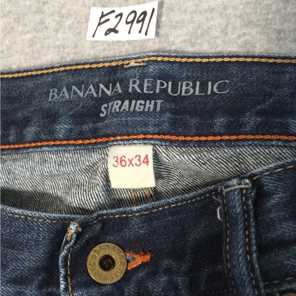 Banana Republic Mens Straight Jeans Size 36 34 Inseam Dark Wash - Picture 2 of 7